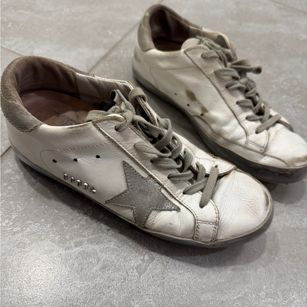 White and gray golden goose superstar Sneakers